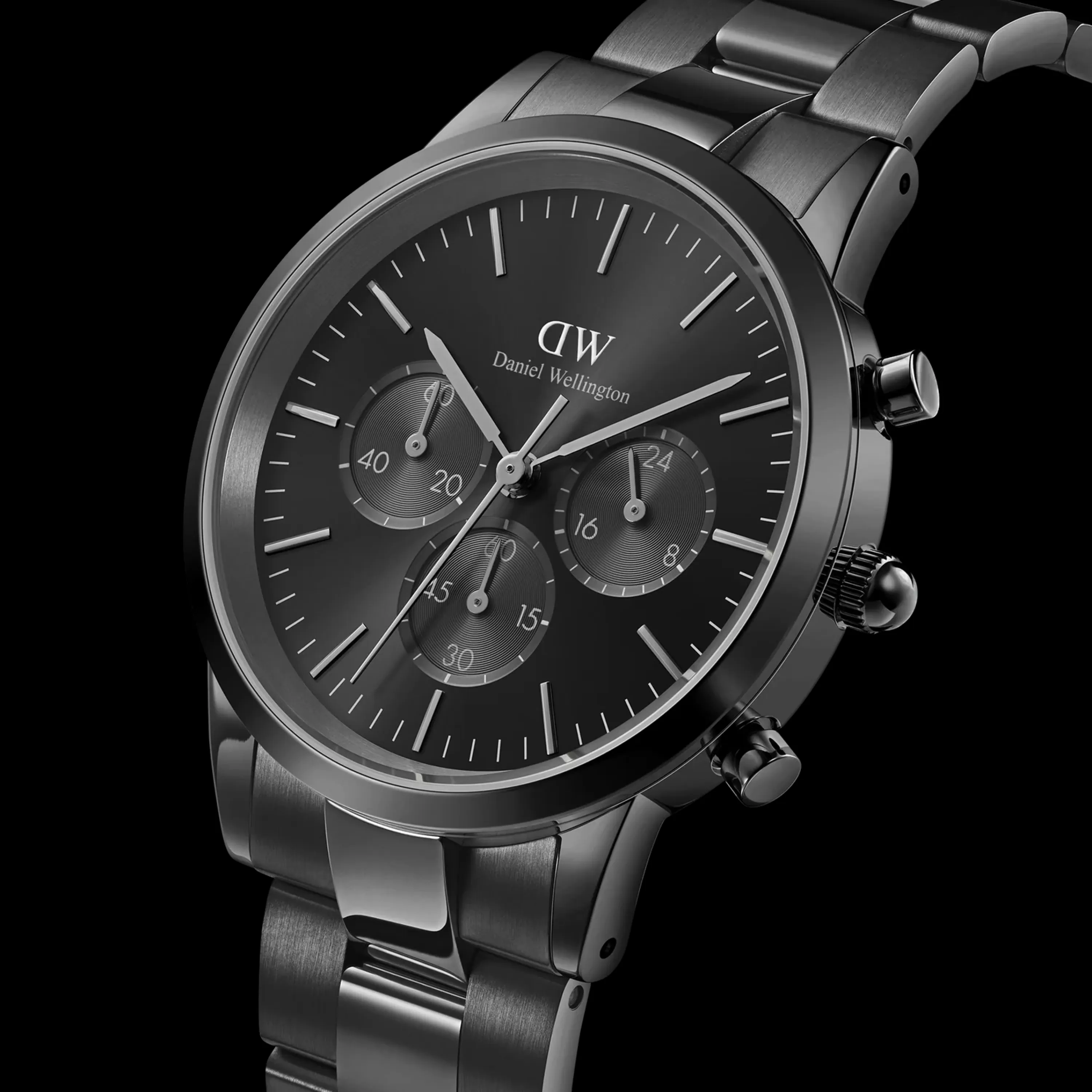 Daniel Wellington Men's Watches<Iconic Chronograph Link Onyx B Black