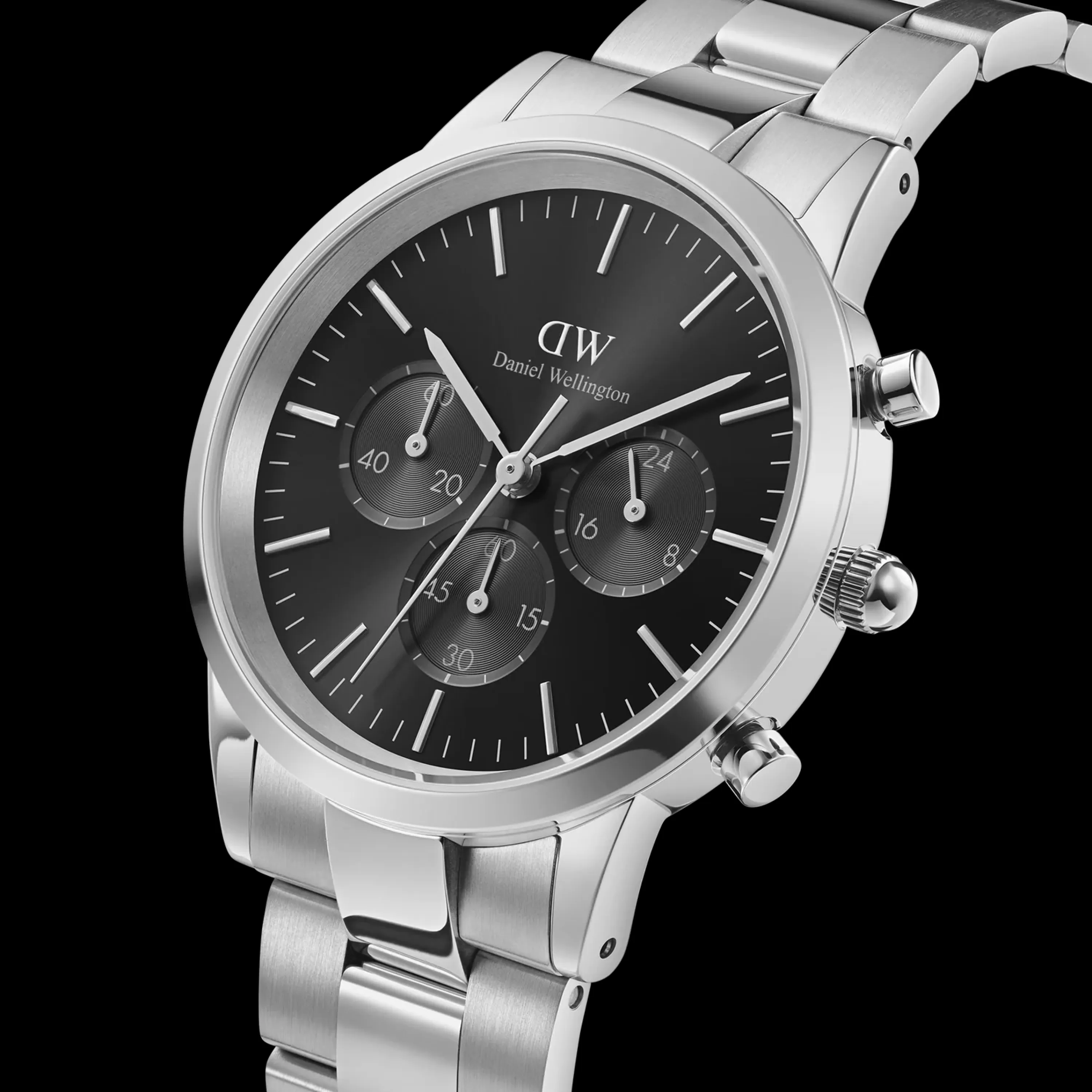 Daniel Wellington Men's Watches<Iconic Chronograph Link Onyx S Silver